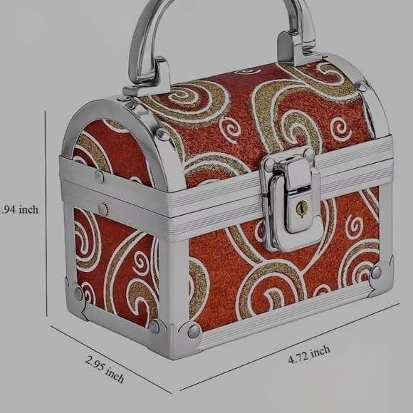 Red Quilted Pattern Faux Leather 2 Layer Jewelry Box  - Picture 5 of 5